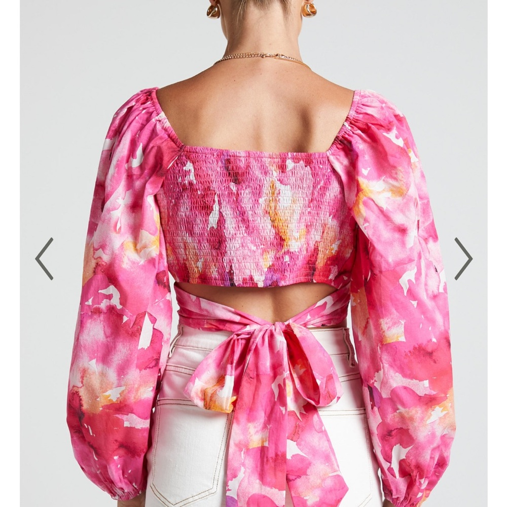 Floral Pink Wrap Top - Picture 2 of 4